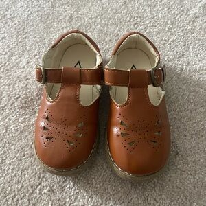 Brown Kids Shoes with Cutout Design